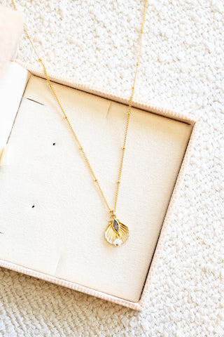 CZ Marquise Aquamarine & Mini Round Pearl Seashore Necklace