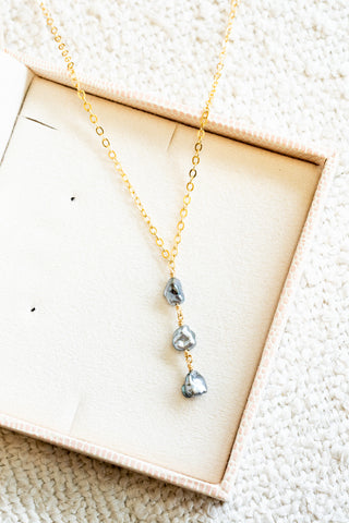 Triple Stacked Boxy Keshi Tahitian Pearl Necklace