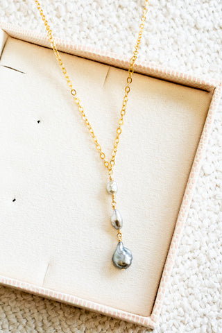 Triple Silver Ascending Tahitian Pearl Necklace
