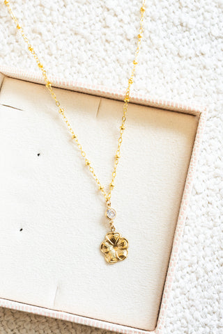GF Hibiscus & CZ Beam Necklace