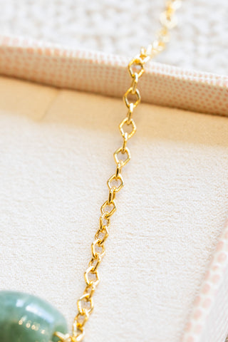 Large Jade Barrel Mini Diamond Link Necklace