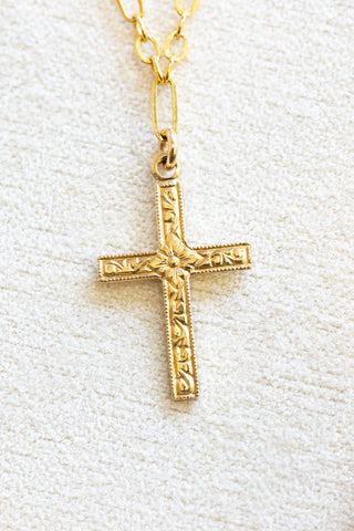 Floral Cross Mini Wishful Necklace
