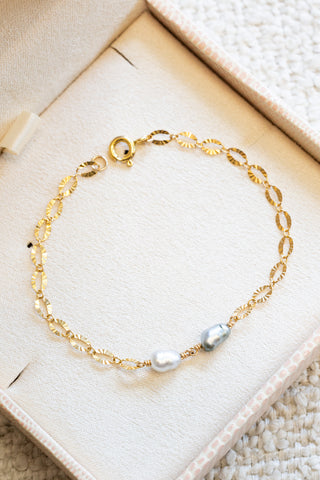 Double Silver Keshi Tahitian Pearl Flat Starburst Bracelet