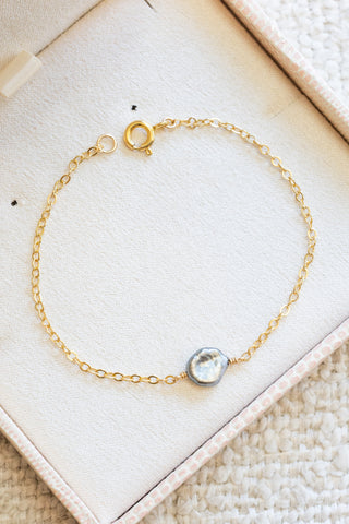 Flat Boxy Keshi Tahitian Pearl Plain Bracelet