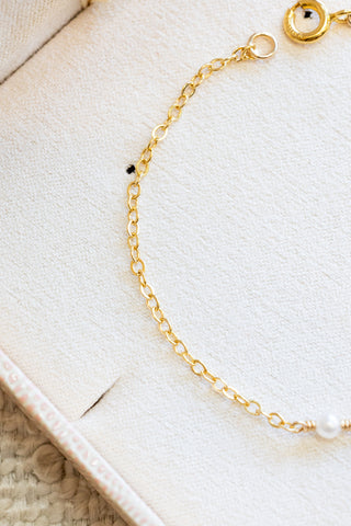 Mini Round Pearl CZ Amethyst Bracelet