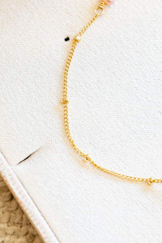 Pale Pink Keshi Edison Pearl Dainty Beam Bracelet