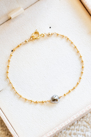 Small Boxy Keshi Tahitian Pearl Mini Anela Bracelet