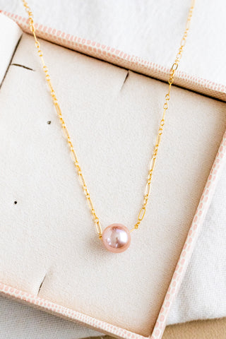 Peach Sweetheart Pearl Mini Wishful Necklace