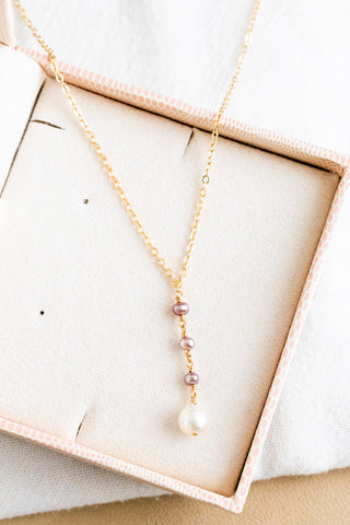 Triple Stacked Mini Mauve Pearl & Baroque Pearl Necklace