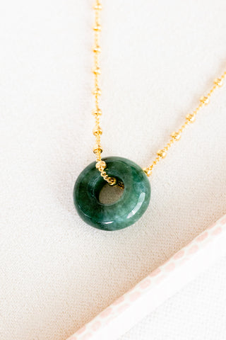Dark Jade Donut Mini Anela Necklace