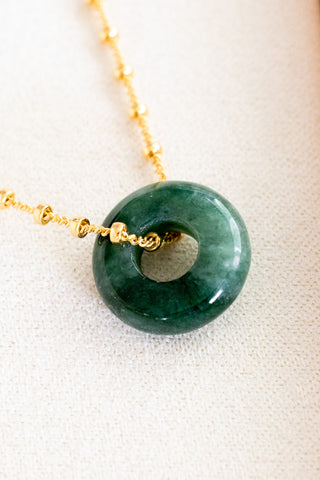 Dark Jade Donut Mini Anela Necklace