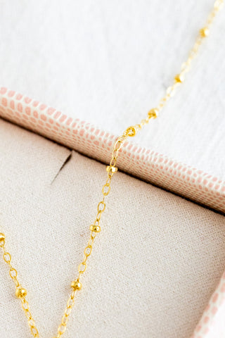 Mini Round Pearl & Peach Baroque Edison Pearl Beam Necklace