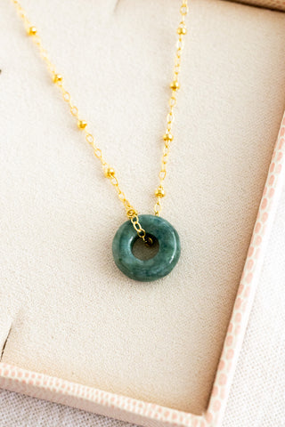 Large Jade Donut Beam Necklace