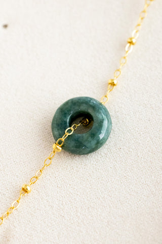 Large Jade Donut Beam Necklace