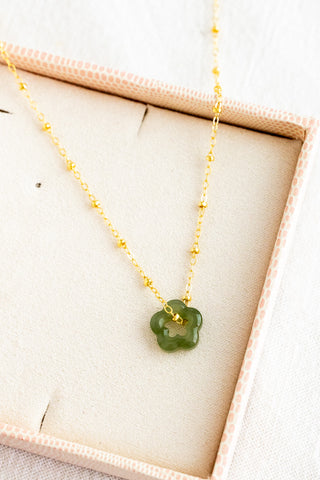 Jade Flower (Dark) Beam Necklace