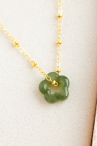 Jade Flower (Dark) Beam Necklace