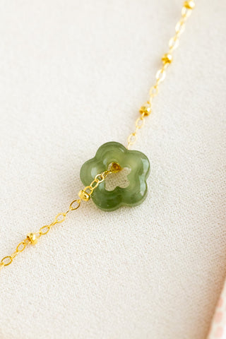 Jade Flower (Dark) Beam Necklace