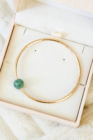10ga Round Patterned Jade Bangle