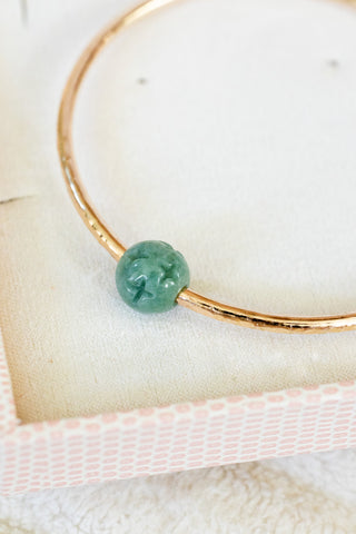 10ga Round Patterned Jade Bangle