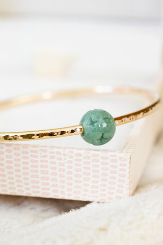 10ga Round Patterned Jade Bangle