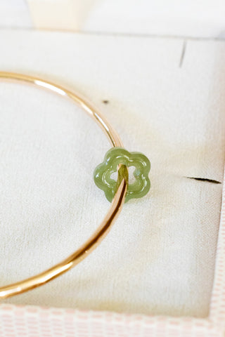 10ga Dark Jade Flower Bangle