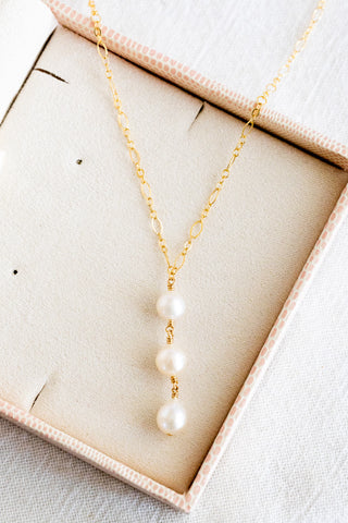 Triple Stacked Baroque Edison Pearl Oval Mini Wishful Necklace