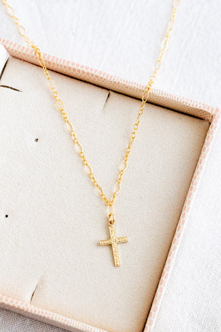 Floral Cross Oval Mini Wishful Necklace