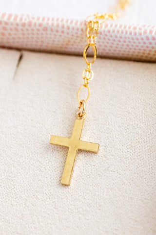 Floral Cross Oval Mini Wishful Necklace