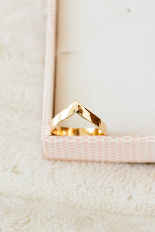 Thick Hammered Chevron Ring