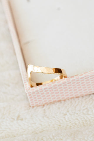 Thick Hammered Chevron Ring