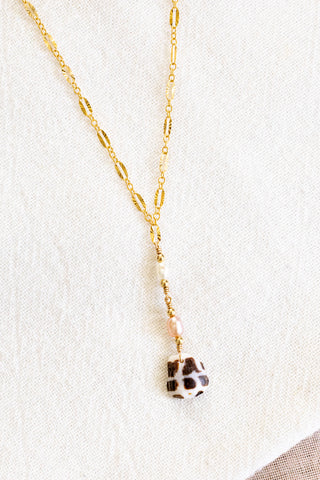 Mini Keshi Pearl, Pink Pearl, Bead, Hebrew Cone Shell Fragment Textured Princess Necklace
