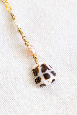 Mini Keshi Pearl, Pink Pearl, Bead, Hebrew Cone Shell Fragment Textured Princess Necklace