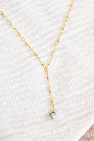 Keshi Tahitian Pearl Beam Lariat Necklace