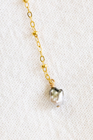 Keshi Tahitian Pearl Beam Lariat Necklace