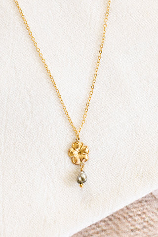 GF Hibiscus, Keshi Tahitian Pearl & Bead Necklace