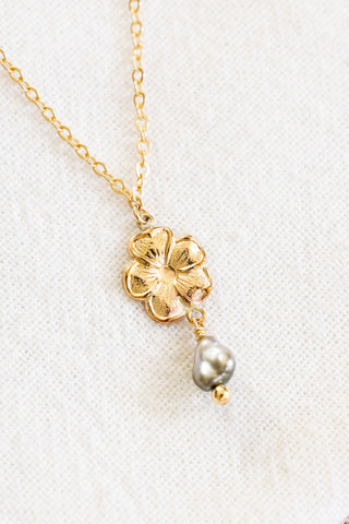 GF Hibiscus, Keshi Tahitian Pearl & Bead Necklace