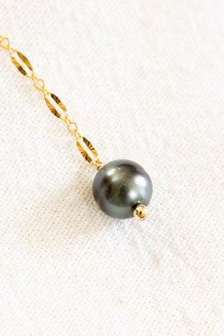 Large Slate Tahitian Pearl Textured Princess Necklace