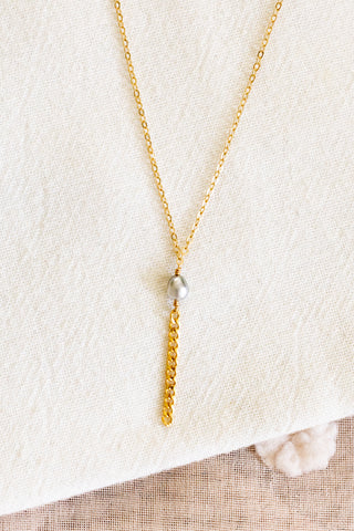 Smooth Silver Keshi Tahitian Pearl Endless Lariat Necklace