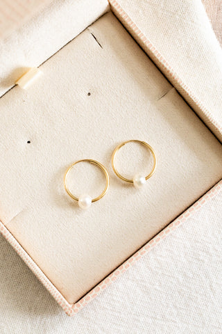 Small Round Pearl 16mm Endless Hoops