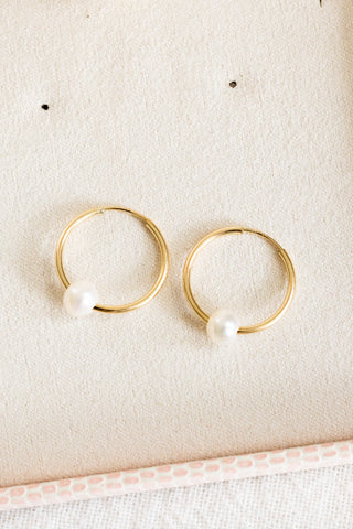 Small Round Pearl 16mm Endless Hoops