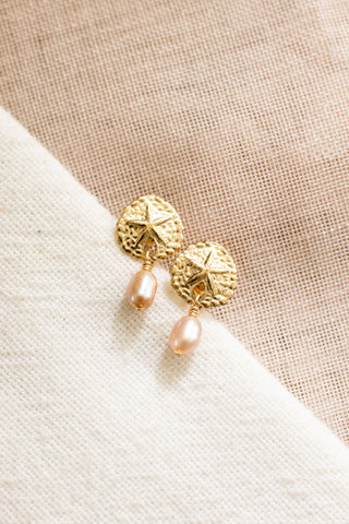 Pink Pearl Sand Dollar Studs