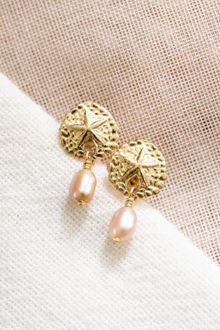 Pink Pearl Sand Dollar Studs