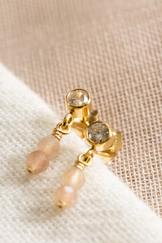 Double Stacked Sunstone CZ Studs