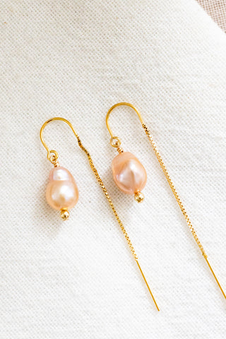 Large Pink Baroque Edison Pearl & Bead U Box Ear Threaders