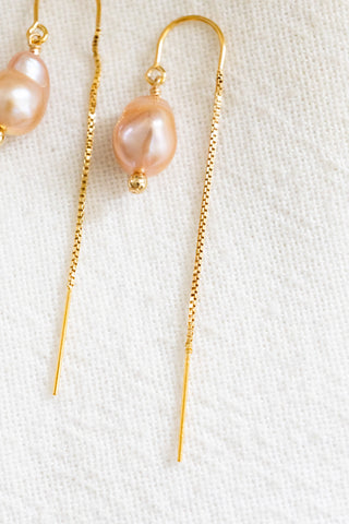 Large Pink Baroque Edison Pearl & Bead U Box Ear Threaders