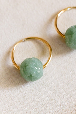 Round Patterned Jade 16mm Endless Hoops
