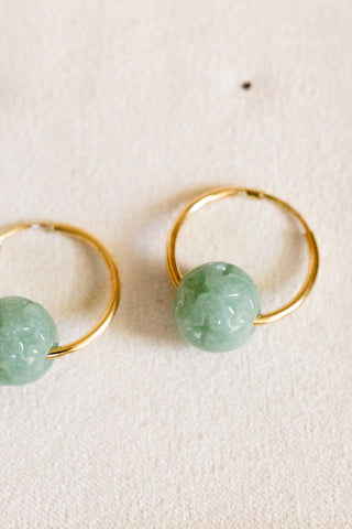 Round Patterned Jade 16mm Endless Hoops