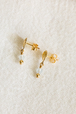 Aquamarine & Bead Shell Studs