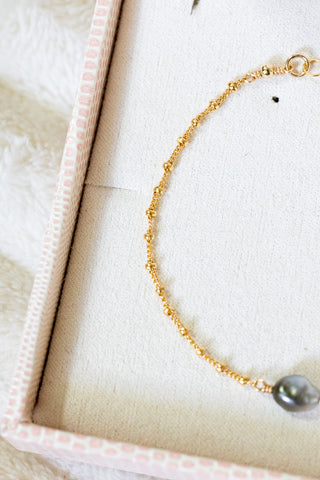 Silver Keshi Tahitian Pearl Mini Anela Bracelet