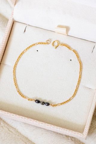 In-Line Triple Mini Dark Rice Tahitian Pearl Wispy Bracelet